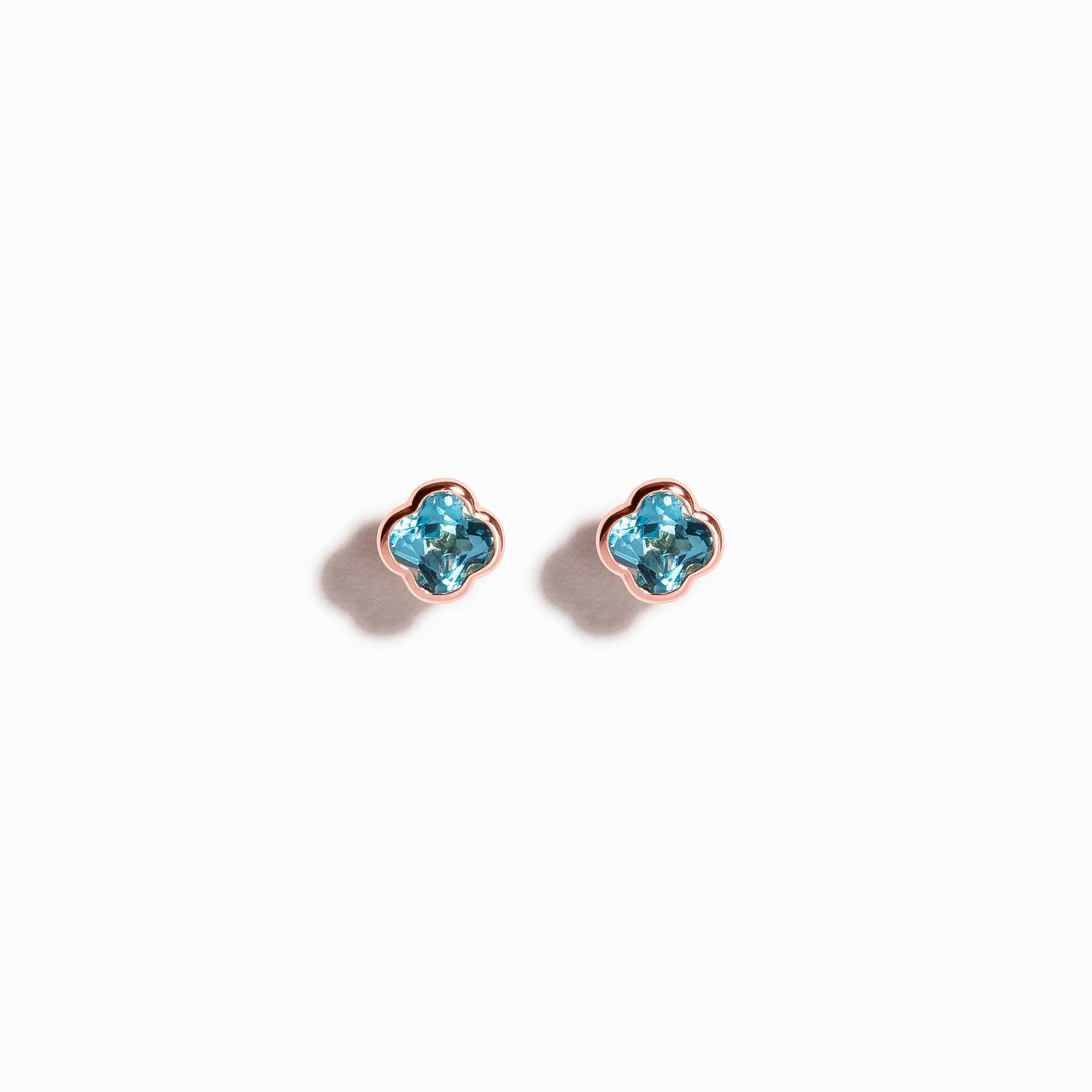 Clover Cut Swiss Blue Topaz Studs / 9K and 18K Solid Gold sold by Nyrelle Jewelry product image thumbnail 2