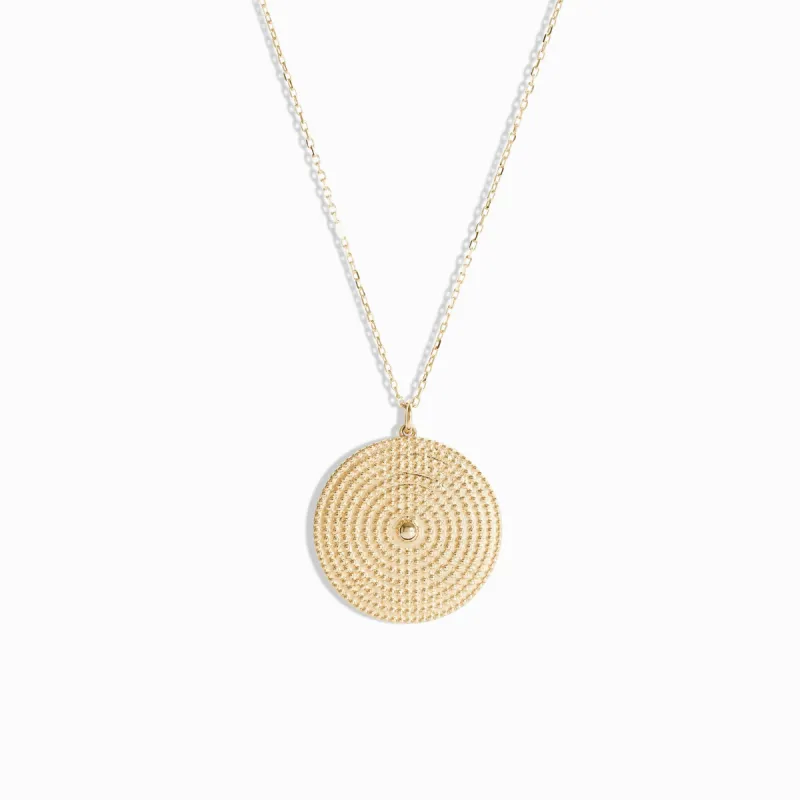 Beaded Circle Necklace / 9K and 18K Solid Gold sold by Nyrelle Jewelry