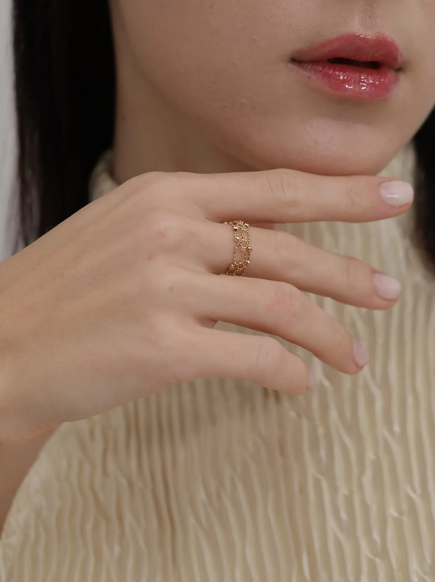 Beaded Lace Ring / 18K Solid Gold sold by Nyrelle Jewelry product image thumbnail 5