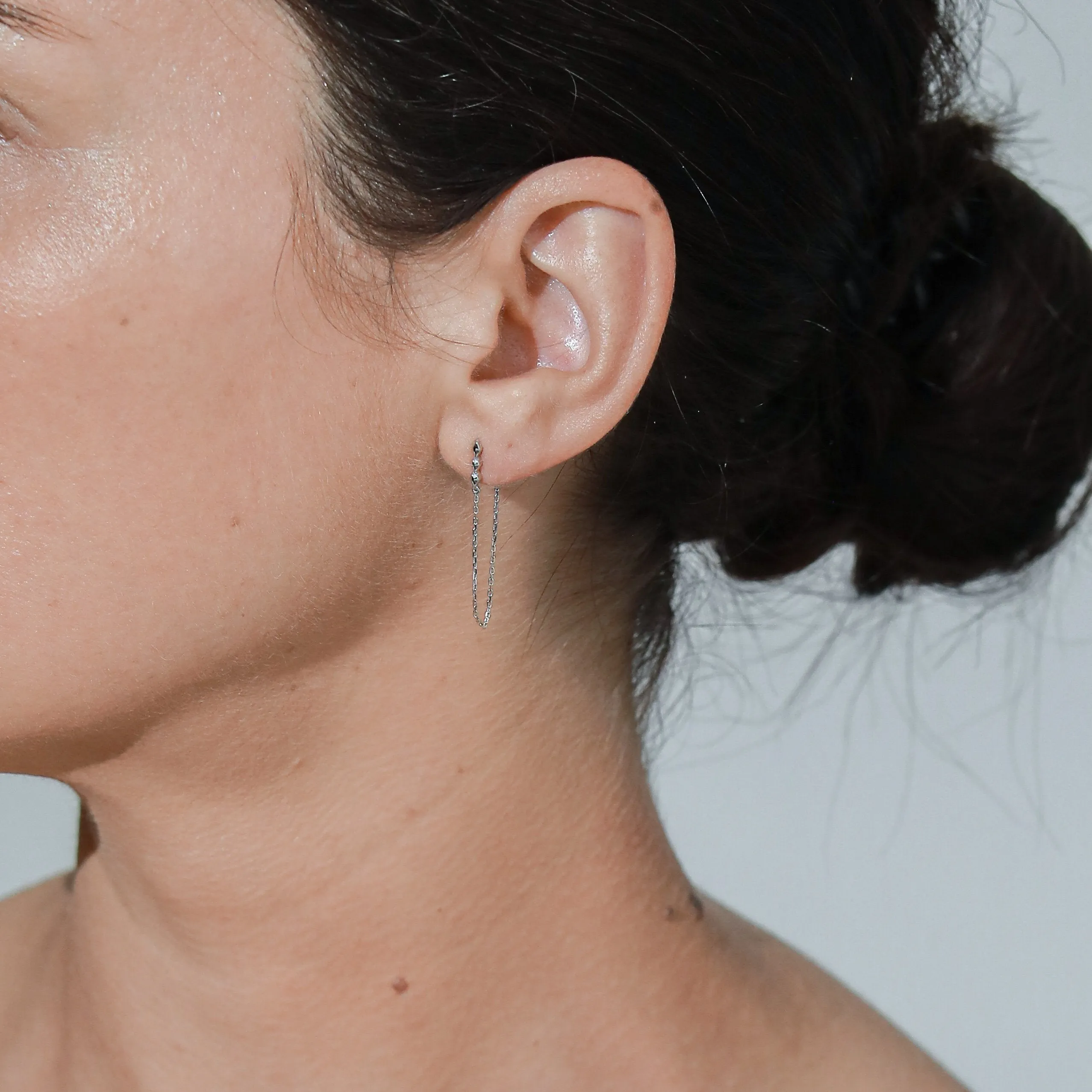 Studded Chain Earrings / 9K and 18K Solid Gold sold by Nyrelle Jewelry product image thumbnail 5