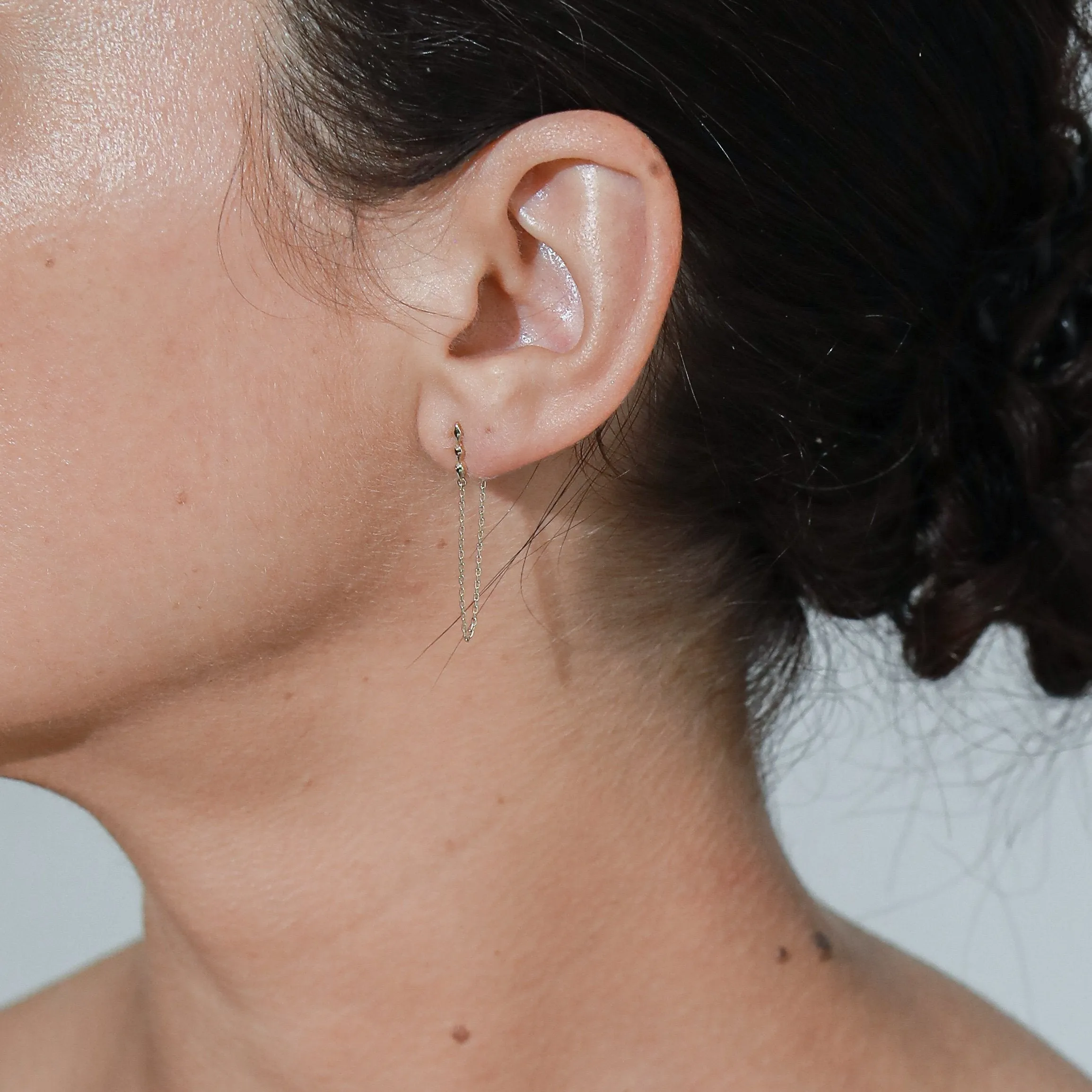 Studded Chain Earrings / 9K and 18K Solid Gold sold by Nyrelle Jewelry product image thumbnail 4