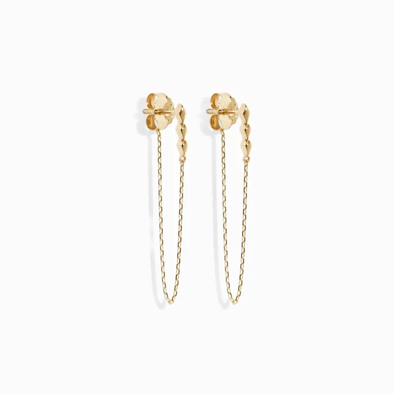 Studded Chain Earrings / 9K and 18K Solid Gold sold by Nyrelle Jewelry