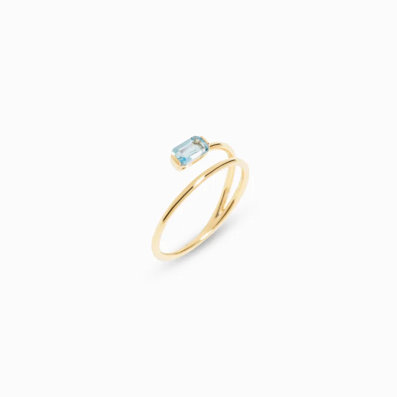 Blue Topaz Wrap Ring /9K and 18K Solid Gold sold by Nyrelle Jewelry