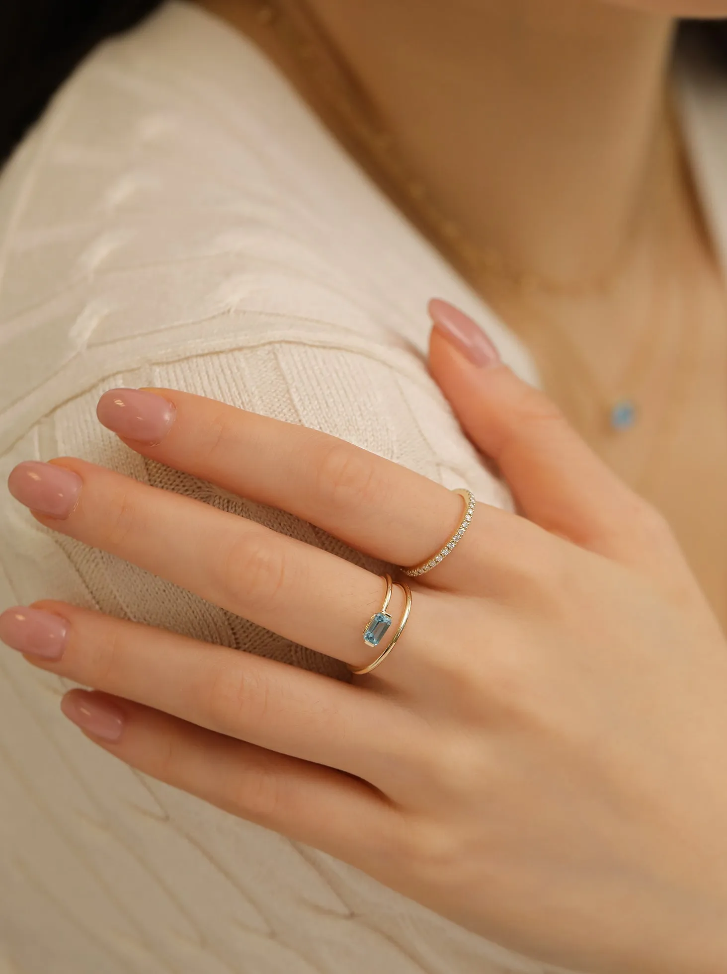 Blue Topaz Wrap Ring /9K and 18K Solid Gold sold by Nyrelle Jewelry product image thumbnail 4