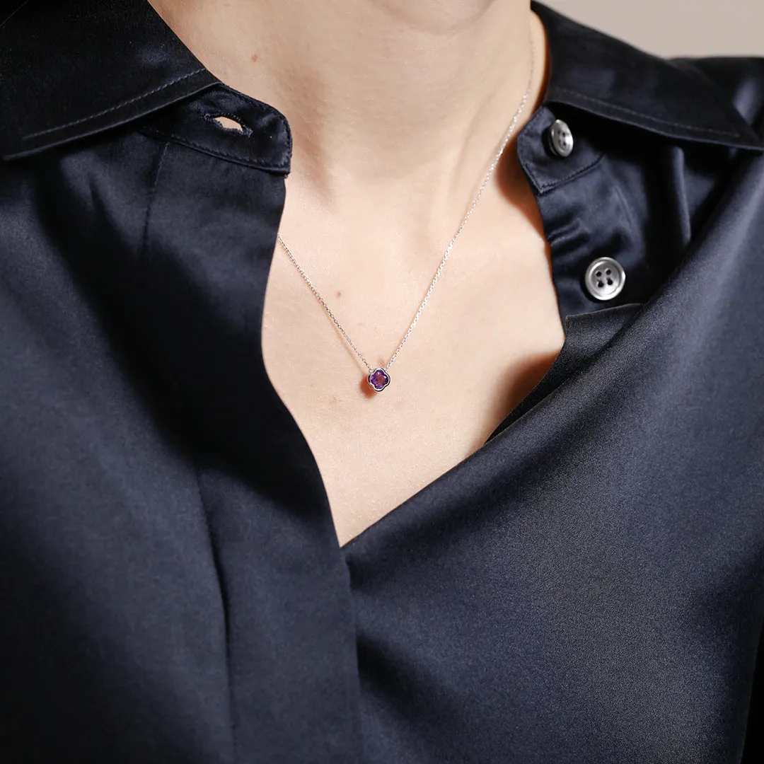 Clover Cut Amethyst Necklace / 9K and 18K Solid Gold sold by Nyrelle Jewelry product image thumbnail 5