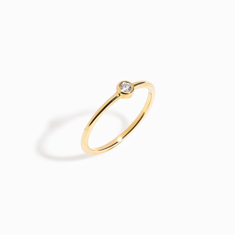 Bezel-Set Diamond Ring / 9K and 18K Solid Gold sold by Nyrelle Jewelry