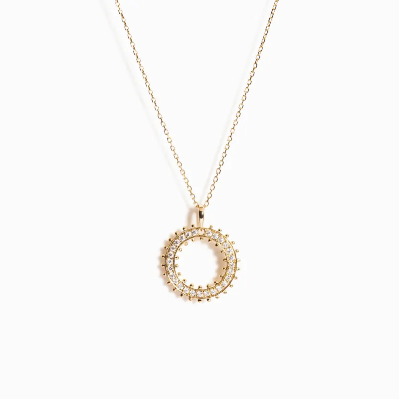 Waterlily Diamond Circle Necklace / 9K and 18K Solid Gold sold by Nyrelle Jewelry