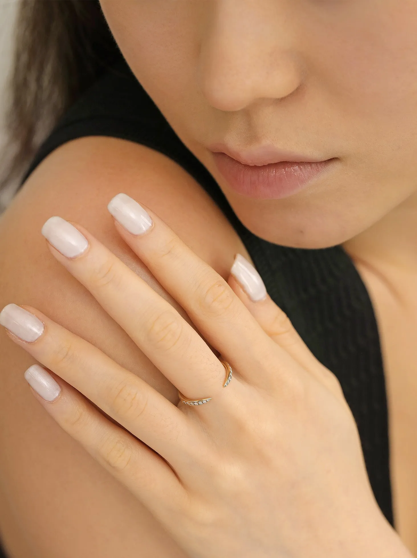 Pavé Diamond Open Ring / 9K and 18K Solid Gold sold by Nyrelle Jewelry product image thumbnail 5