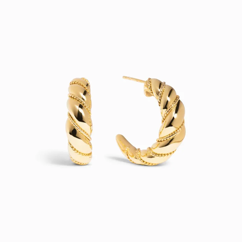Pretzel Bold Dome Hoops / Vermeil sold by Nyrelle Jewelry