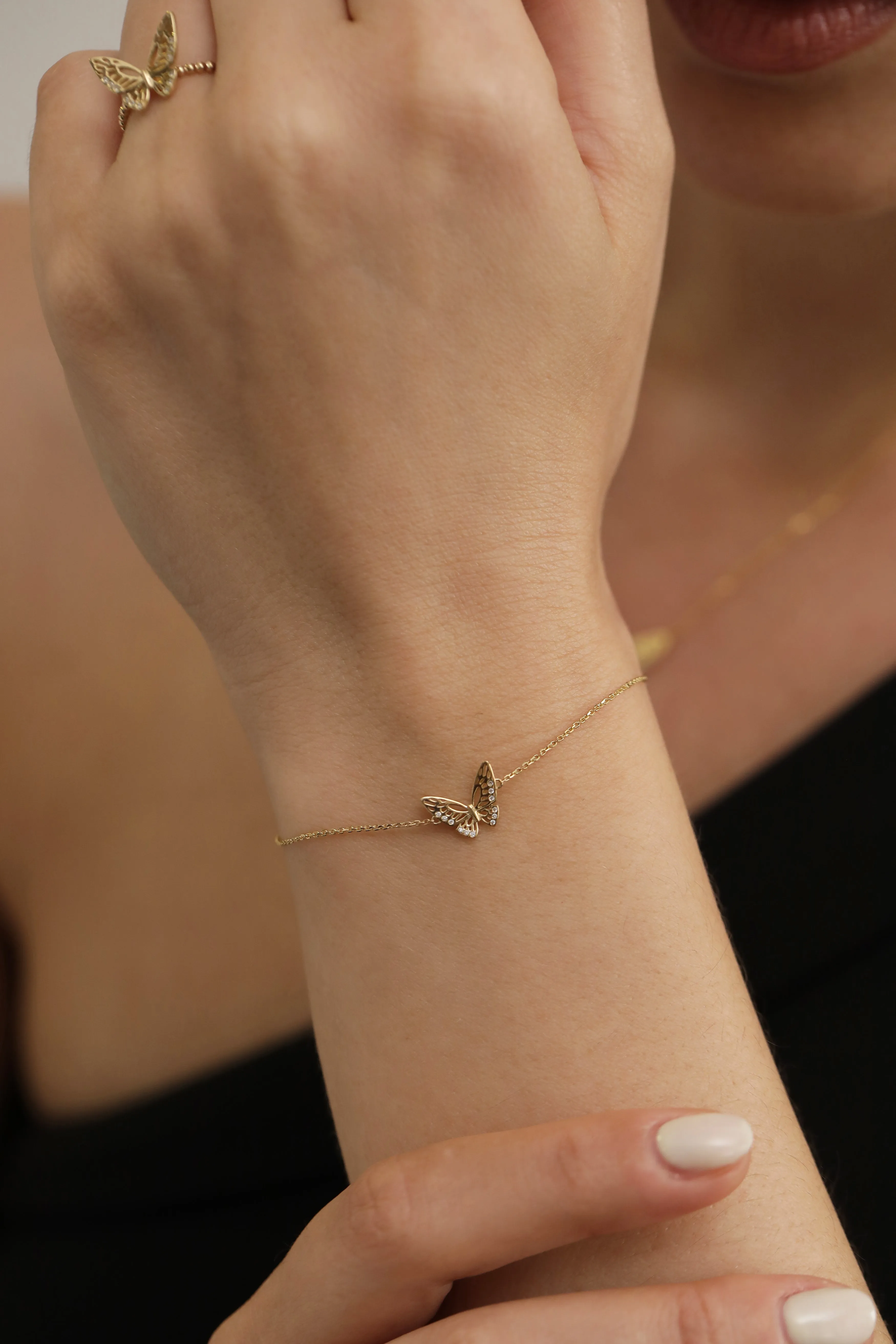 Mini Monarch Butterfly Bracelet / 9K and 18K Solid Gold sold by Nyrelle Jewelry product image thumbnail 4