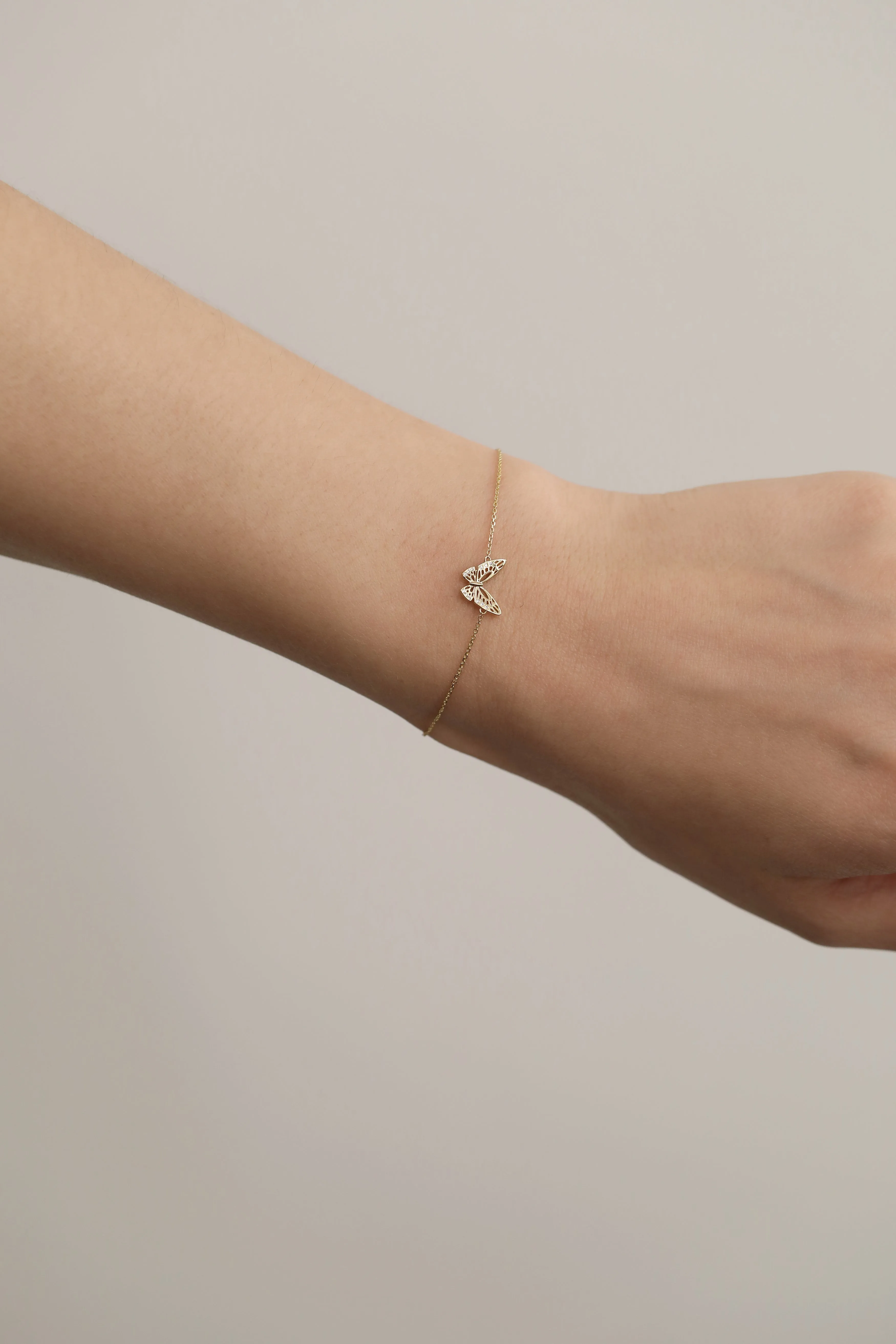 Mini Monarch Butterfly Bracelet / 9K and 18K Solid Gold sold by Nyrelle Jewelry product image thumbnail 2