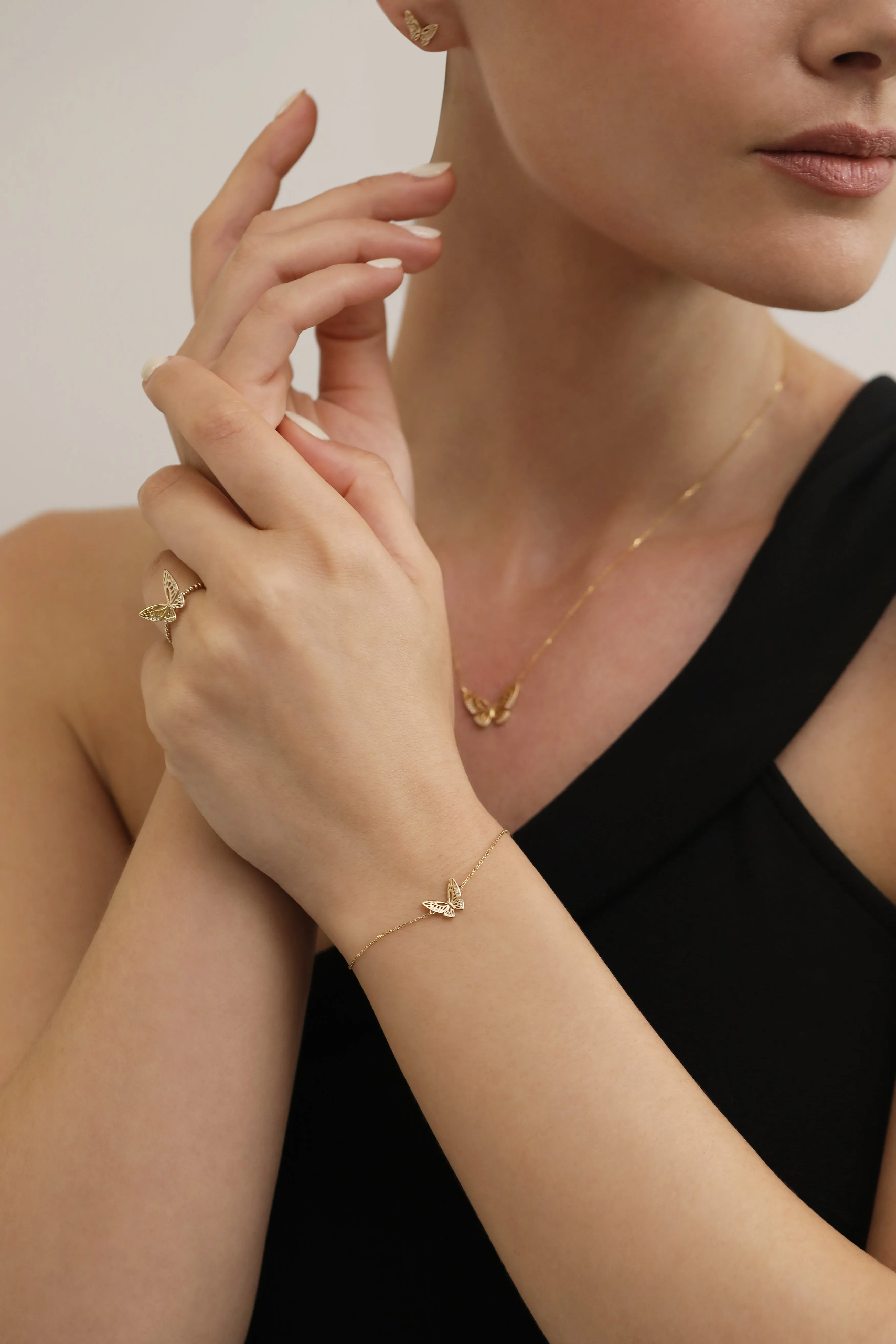 Mini Monarch Butterfly Bracelet / 9K and 18K Solid Gold sold by Nyrelle Jewelry product image thumbnail 5