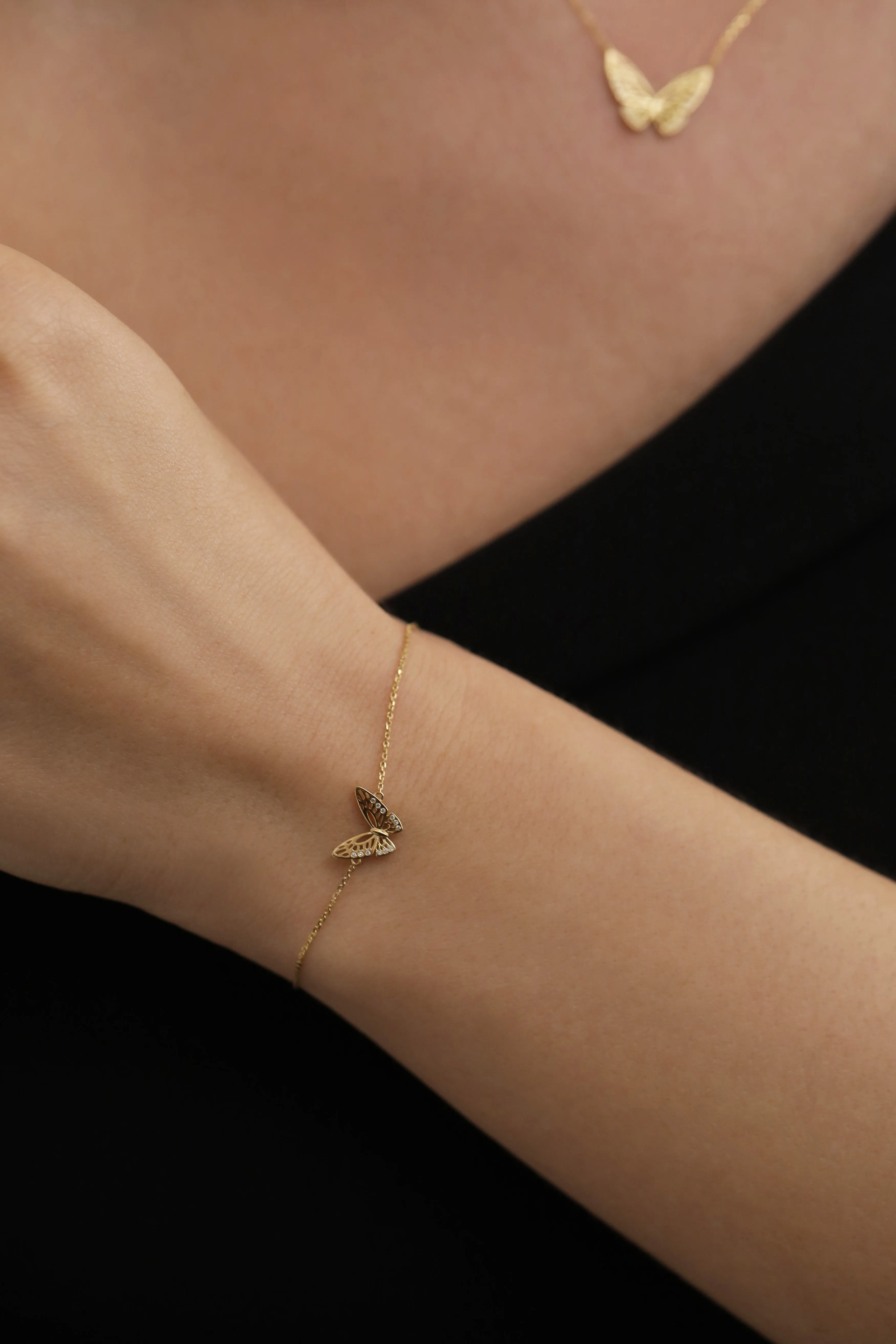 Mini Monarch Butterfly Bracelet / 9K and 18K Solid Gold sold by Nyrelle Jewelry product image thumbnail 3