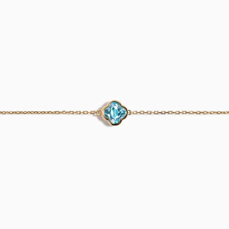 Clover Cut Swiss Blue Topaz Bracelet / 9K and 18K Solid Gold made by Nyrelle Jewelry