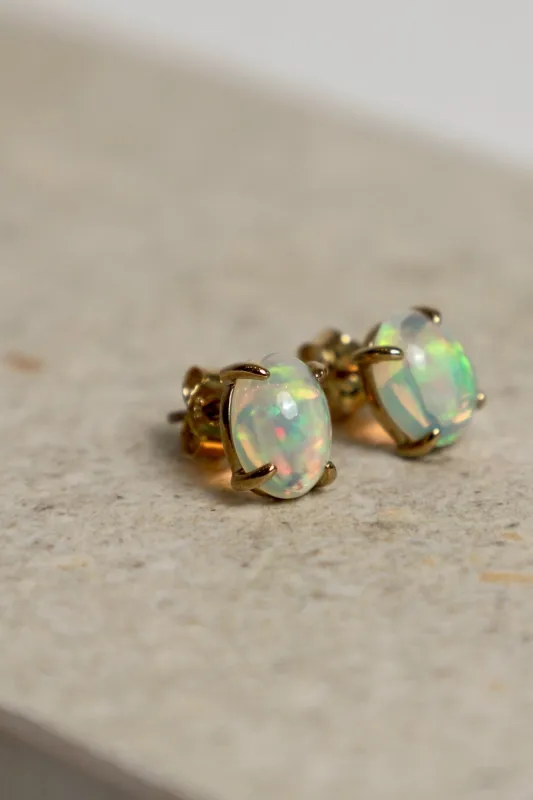 Opal Earrings / 9K and 18K Solid Gold sold by Nyrelle Jewelry