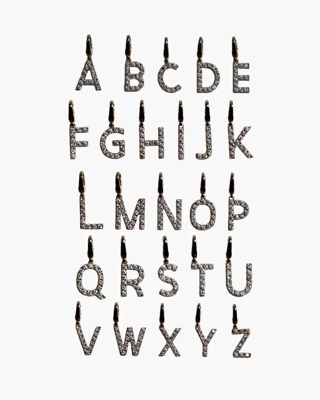 Pave Alphabet Charm /9K and 18K Solid Gold - Yellow Gold sold by Nyrelle Jewelry product image thumbnail 3