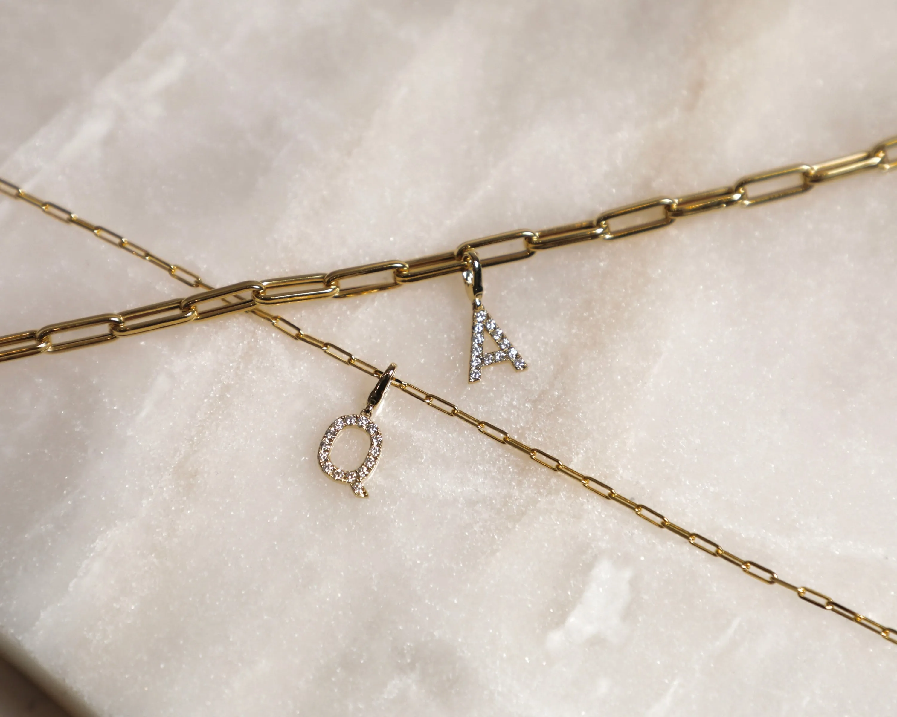 Pave Alphabet Charm /9K and 18K Solid Gold - Yellow Gold sold by Nyrelle Jewelry