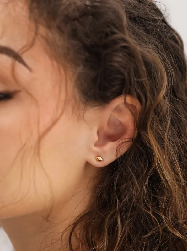Rhombus Studs / 18K Solid Gold sold by Nyrelle Jewelry