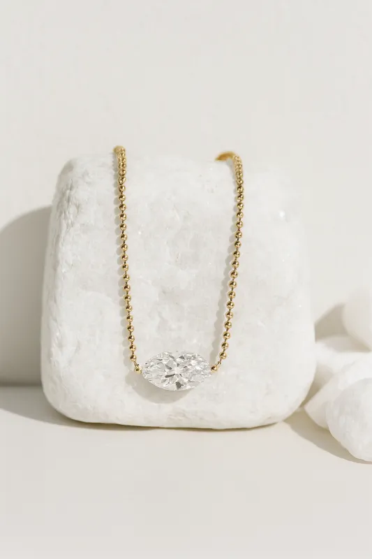 Marquise cut lab diamond necklace / 9K and 18K Solid Gold sold by Nyrelle Jewelry