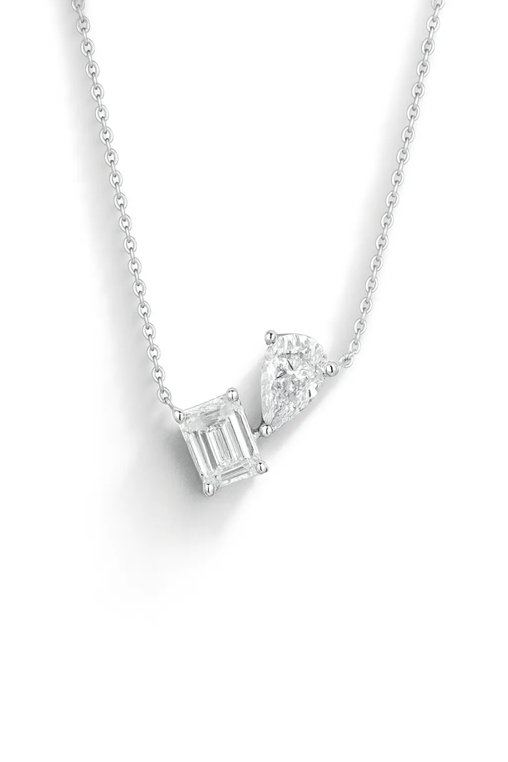 Emerald Cut Pear Shape Lab Diamond Necklace / 9K and 18K Solid Gold sold by Nyrelle Jewelry product image thumbnail 3