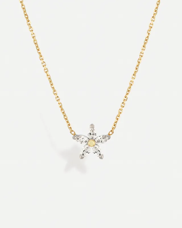 Mini Flower Lab Diamond Necklace / 9K and 18K Solid Gold sold by Nyrelle Jewelry