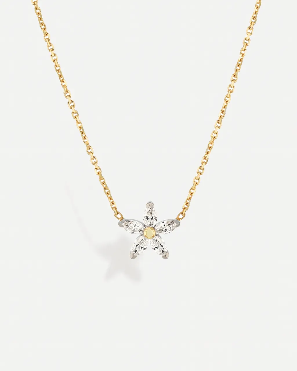 Mini Flower Lab Diamond Necklace / 9K and 18K Solid Gold sold by Nyrelle Jewelry