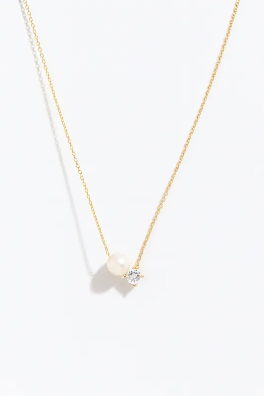Mini pearl Lab Diamond Necklace sold by Nyrelle Jewelry