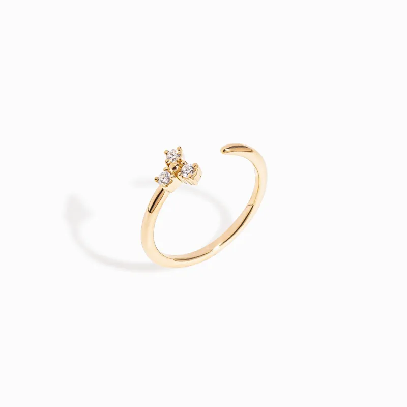 Diamond Trinity Open Ring / 9K and 18K Solid Gold sold by Nyrelle Jewelry