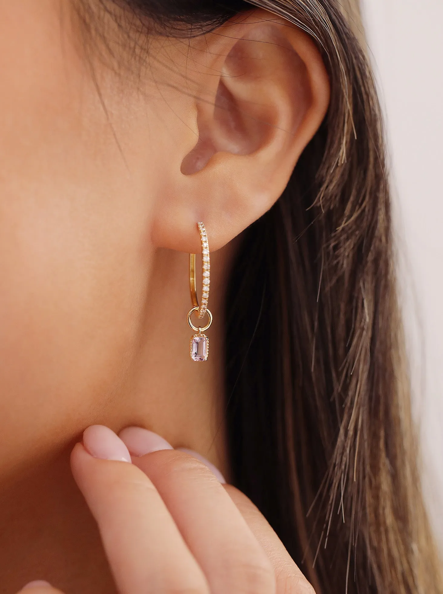 Emerald Cut Hoop Charm sold by Nyrelle Jewelry product image thumbnail 3