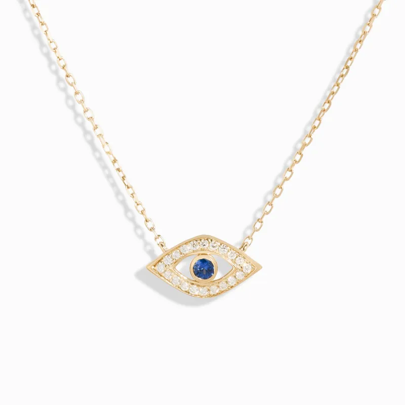 Evil Eye Diamond Necklace / 9K and 18K Solid Gold sold by Nyrelle Jewelry