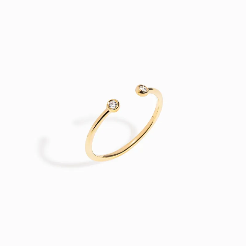 Bezel-Set Diamond Open Ring / 9K and 18K Solid Gold sold by Nyrelle Jewelry