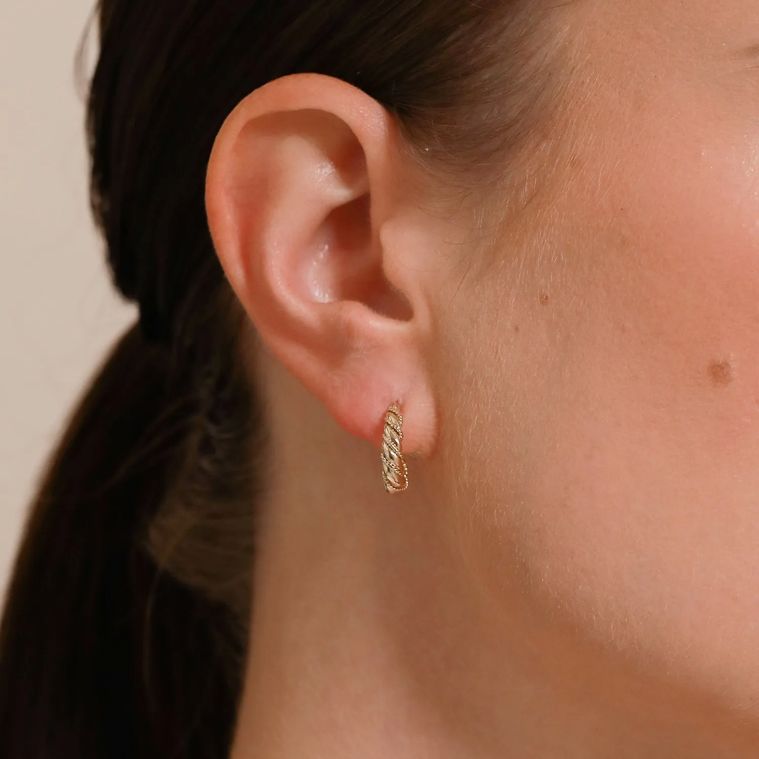 Pretzel Round Hoops / 9K and 18K Solid Gold sold by Nyrelle Jewelry product image thumbnail 4