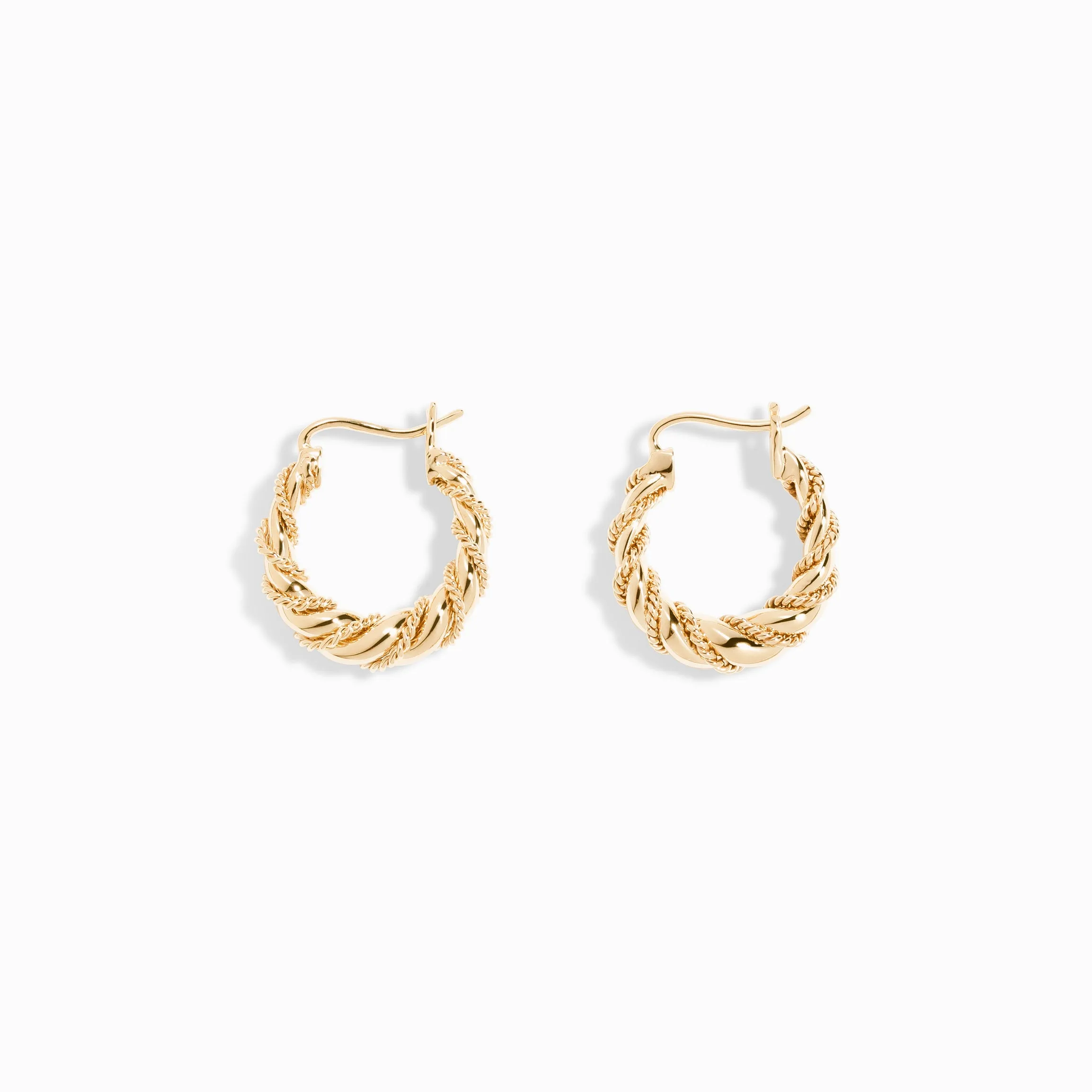 Pretzel Round Hoops / 9K and 18K Solid Gold sold by Nyrelle Jewelry
