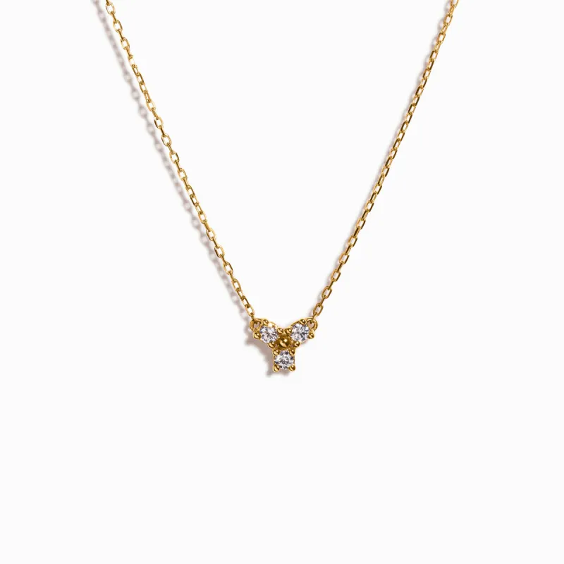 Diamond Trinity Necklace / 9K and 18K Solid Gold sold by Nyrelle Jewelry