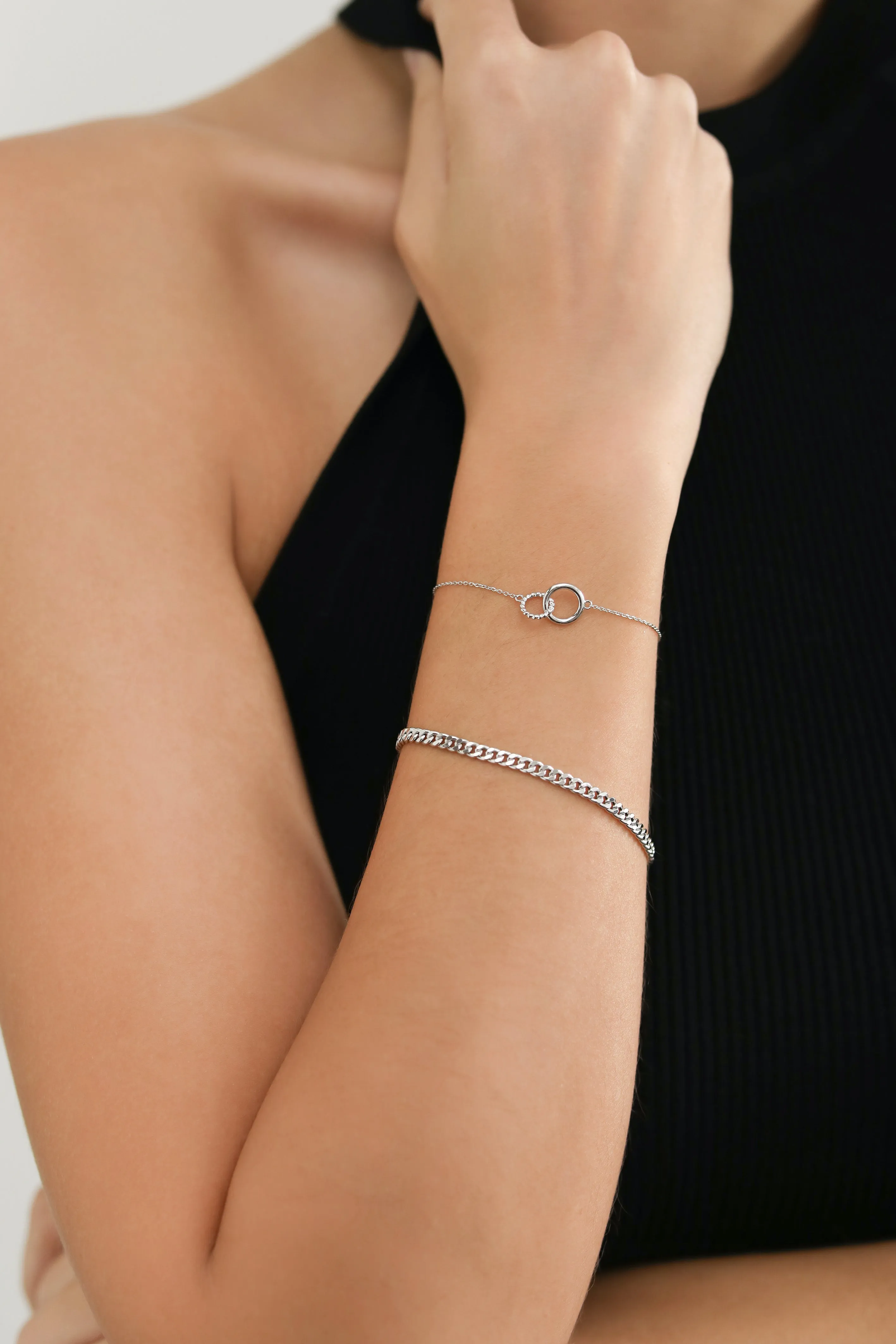 Omega Chain Bracelet / 18K Solid White Gold sold by Nyrelle Jewelry product image thumbnail 2