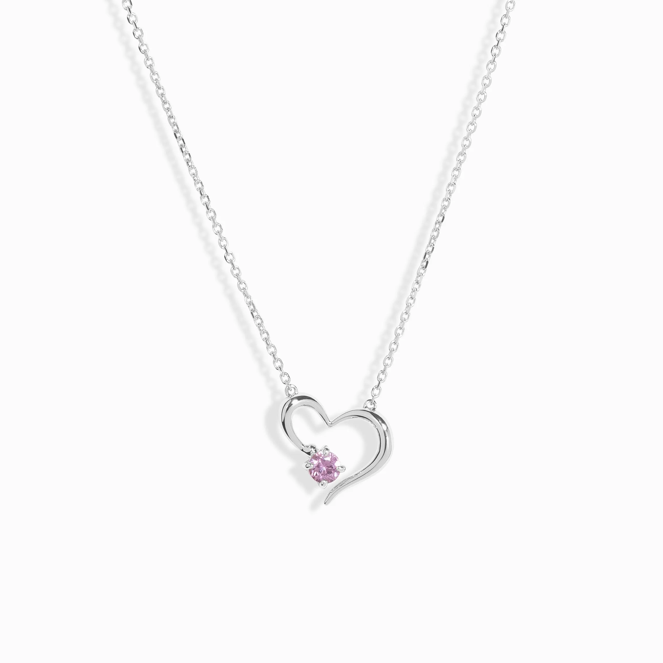 Open Heart Pink Sapphire Necklace/ 9K and 18K Solid Gold sold by Nyrelle Jewelry