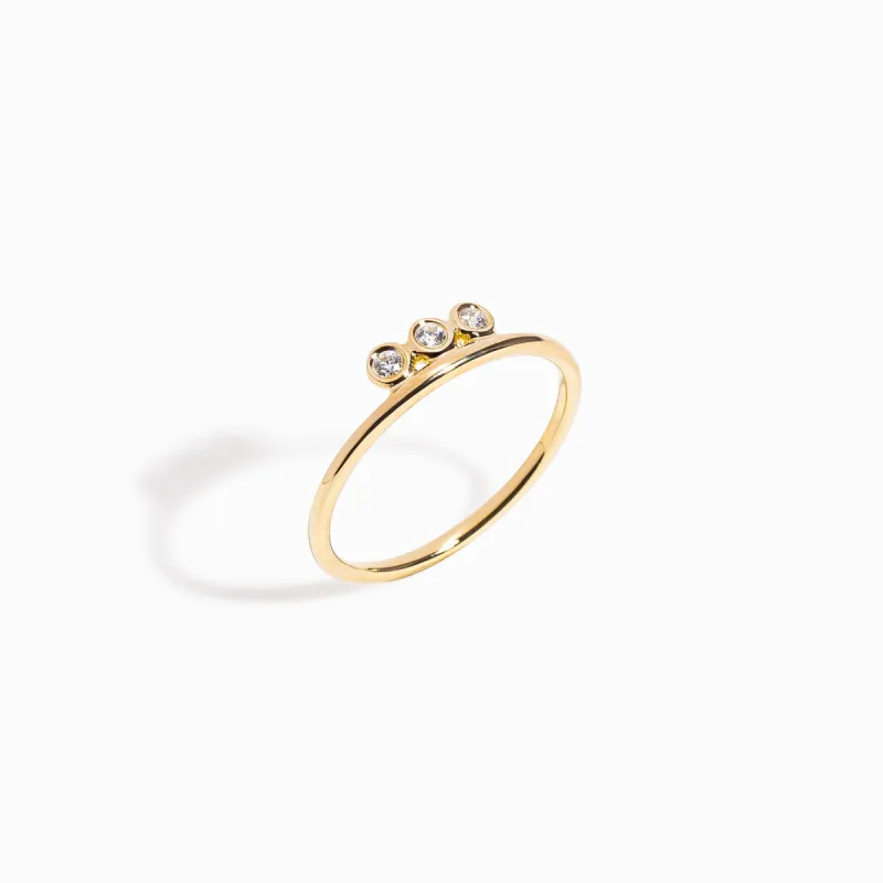 Bezel-Set Diamond Trio Ring / 9K and 18K Solid Gold sold by Nyrelle Jewelry