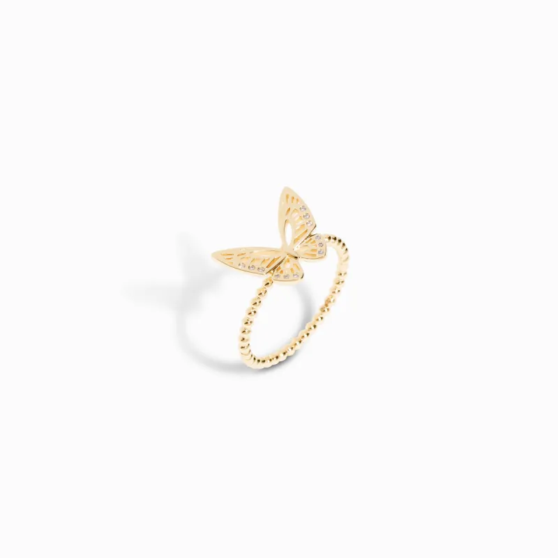 Monarch Butterfly Ring / 9K and 18K Solid Gold sold by Nyrelle Jewelry