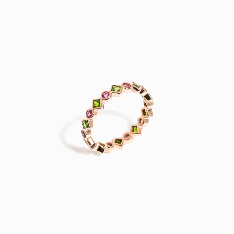 Gemstone Eternity Ring / 9K and 18K Solid Gold sold by Nyrelle Jewelry