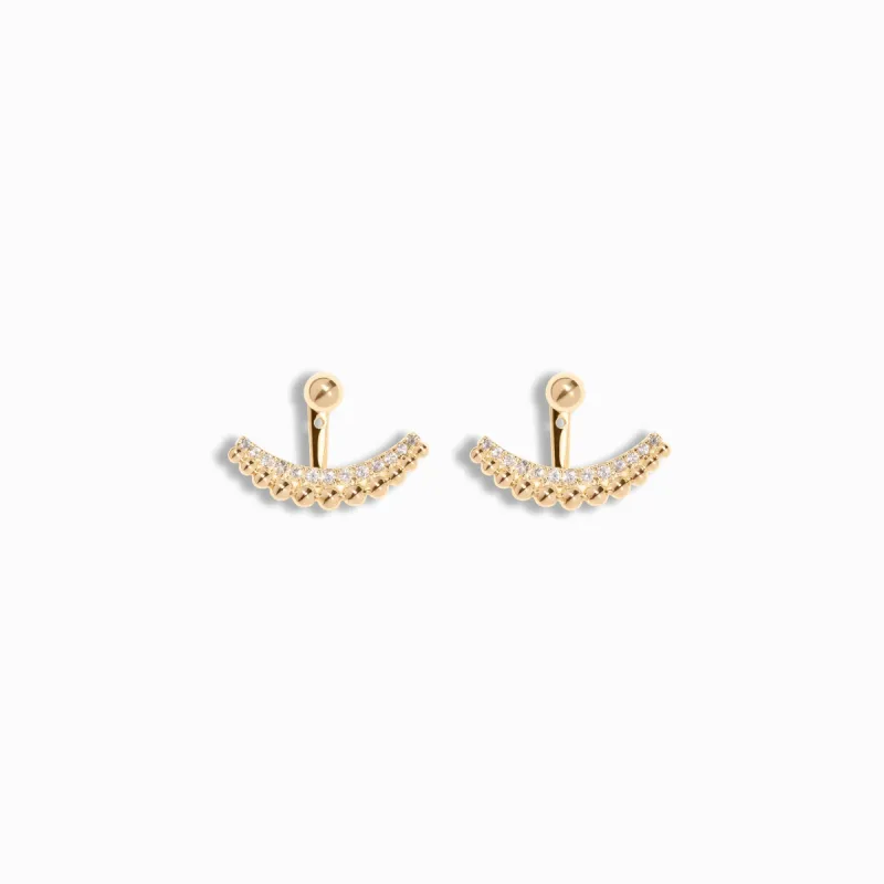White Sapphire Beaded Ear Jackets / Vermeil sold by Nyrelle Jewelry