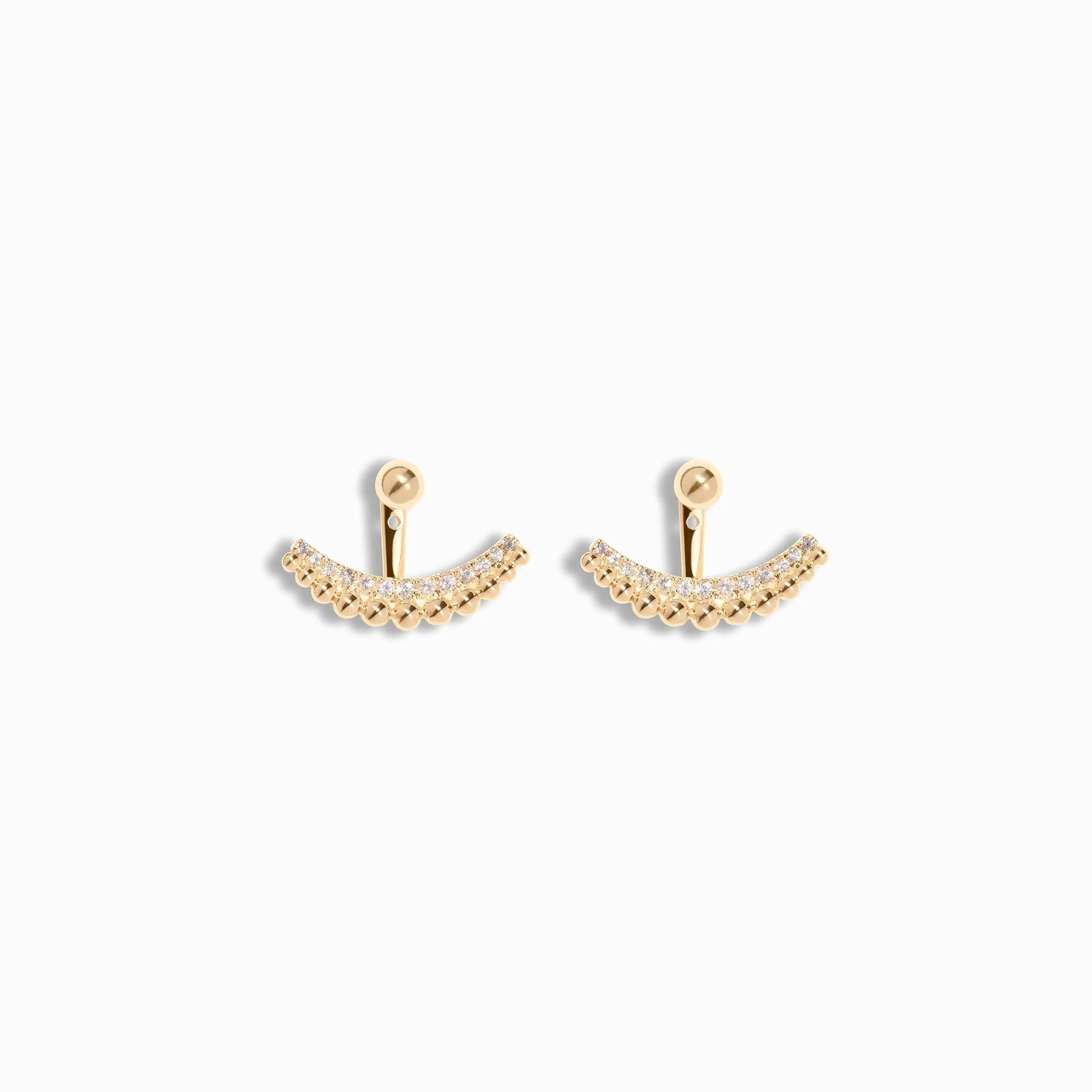 White Sapphire Beaded Ear Jackets / Vermeil sold by Nyrelle Jewelry