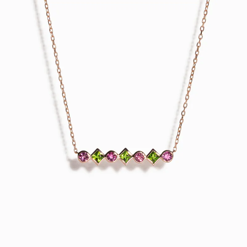 Gemstone Bar Necklace / 9K and 18K Solid Gold sold by Nyrelle Jewelry