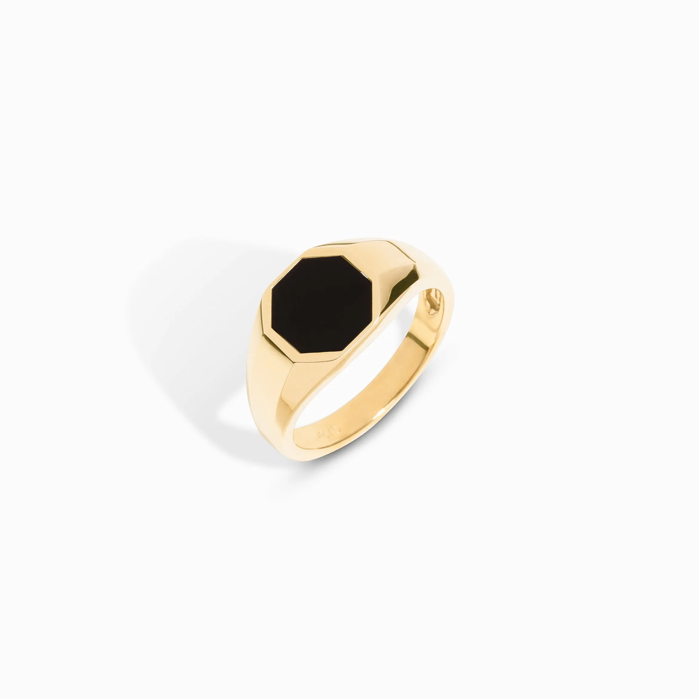 Black Onyx Slim Octagon Signet Ring / 9K and 18K Solid Gold sold by Nyrelle Jewelry
