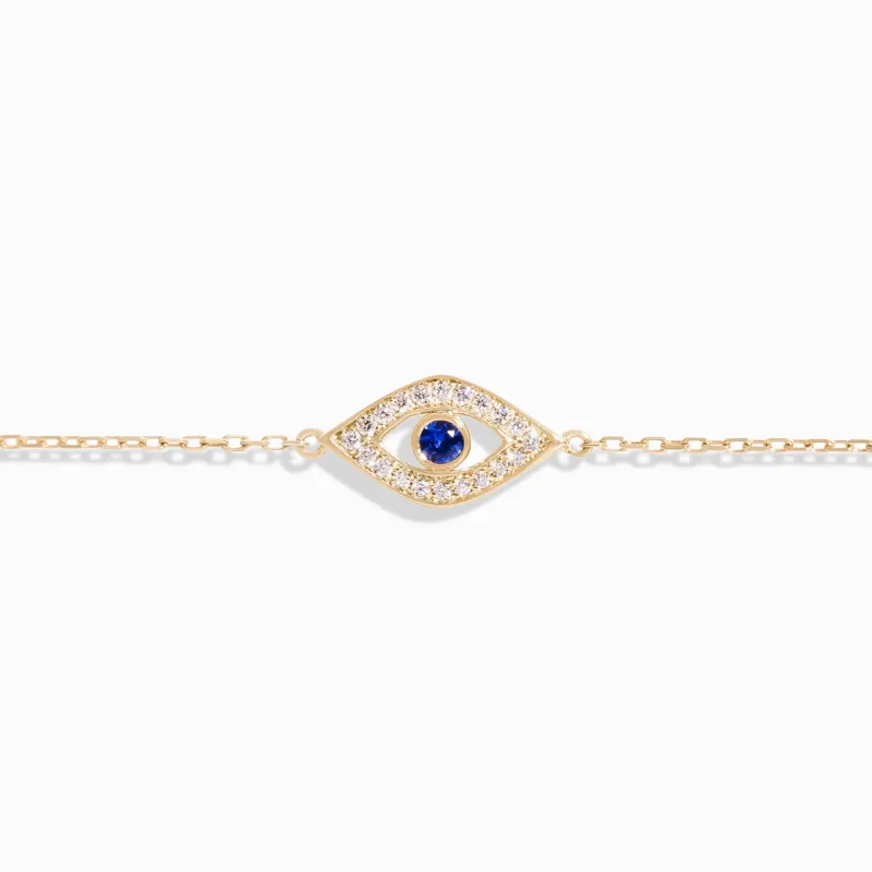 Evil Eye Diamond Bracelet / 9K and 18K Solid Gold sold by Nyrelle Jewelry