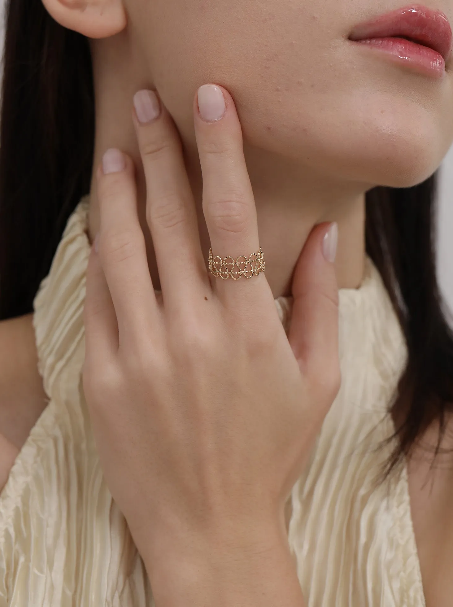 Wave Lace Wide Ring / 18K Solid Gold sold by Nyrelle Jewelry product image thumbnail 4