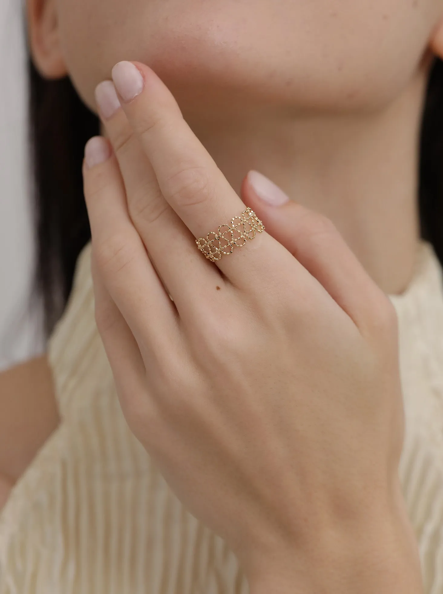 Wave Lace Wide Ring / 18K Solid Gold sold by Nyrelle Jewelry product image thumbnail 5