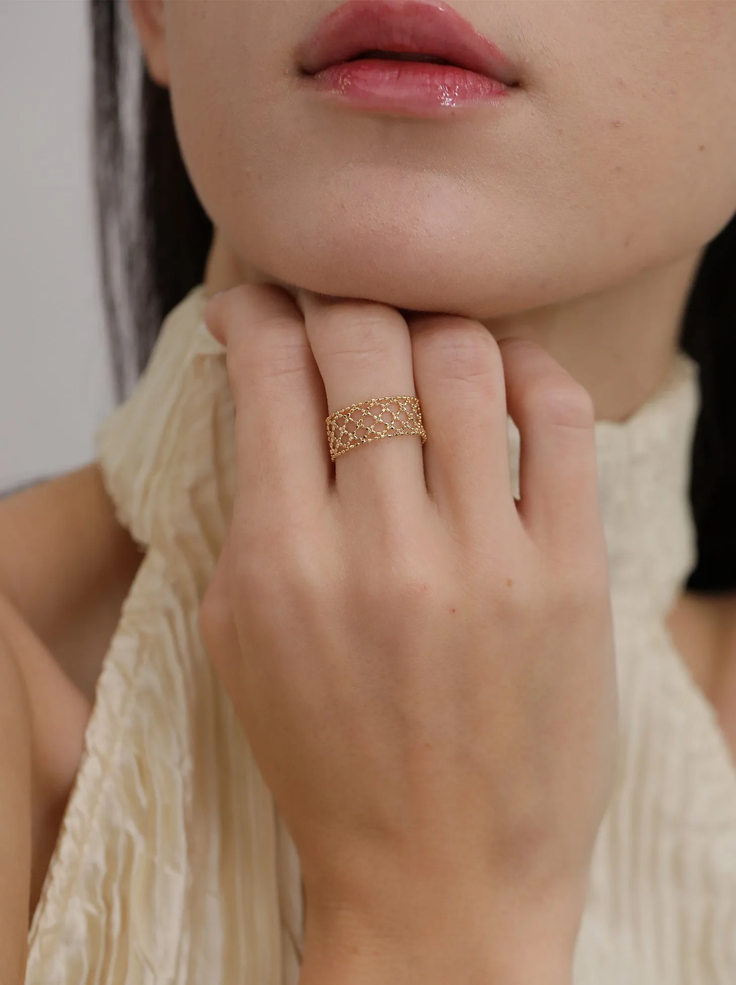 Braided Lace Wide Ring / 18K Solid Gold sold by Nyrelle Jewelry product image thumbnail 3