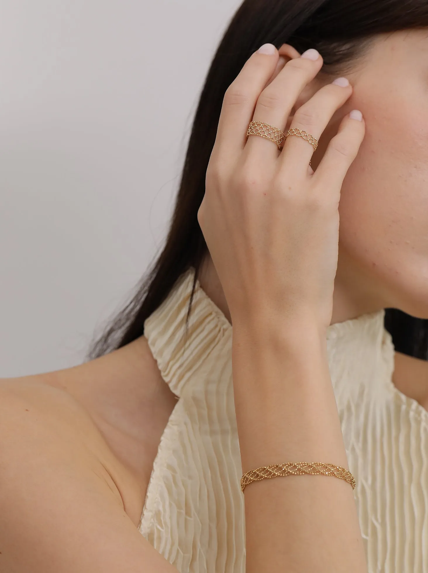 Braided Lace Wide Ring / 18K Solid Gold sold by Nyrelle Jewelry product image thumbnail 5