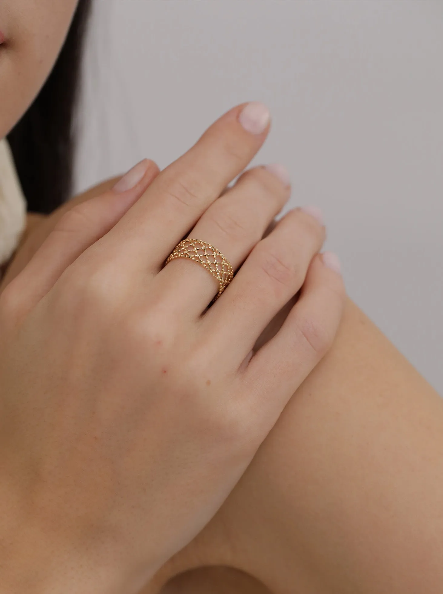 Braided Lace Wide Ring / 18K Solid Gold sold by Nyrelle Jewelry product image thumbnail 2