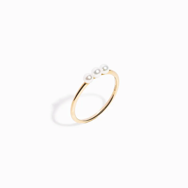Pearlet Trio Ring / 9K and 18K Solid Gold sold by Nyrelle Jewelry